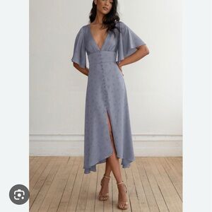NWT. Jenny Yoo. The Lunetta V-neck flutter sleeve midi dress